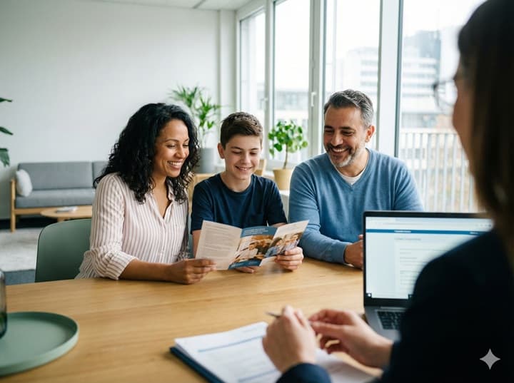 Parents with teenager discussing careers